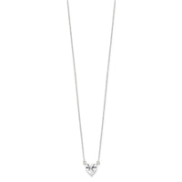 Sterling Silver Polished Heart CZ Necklace