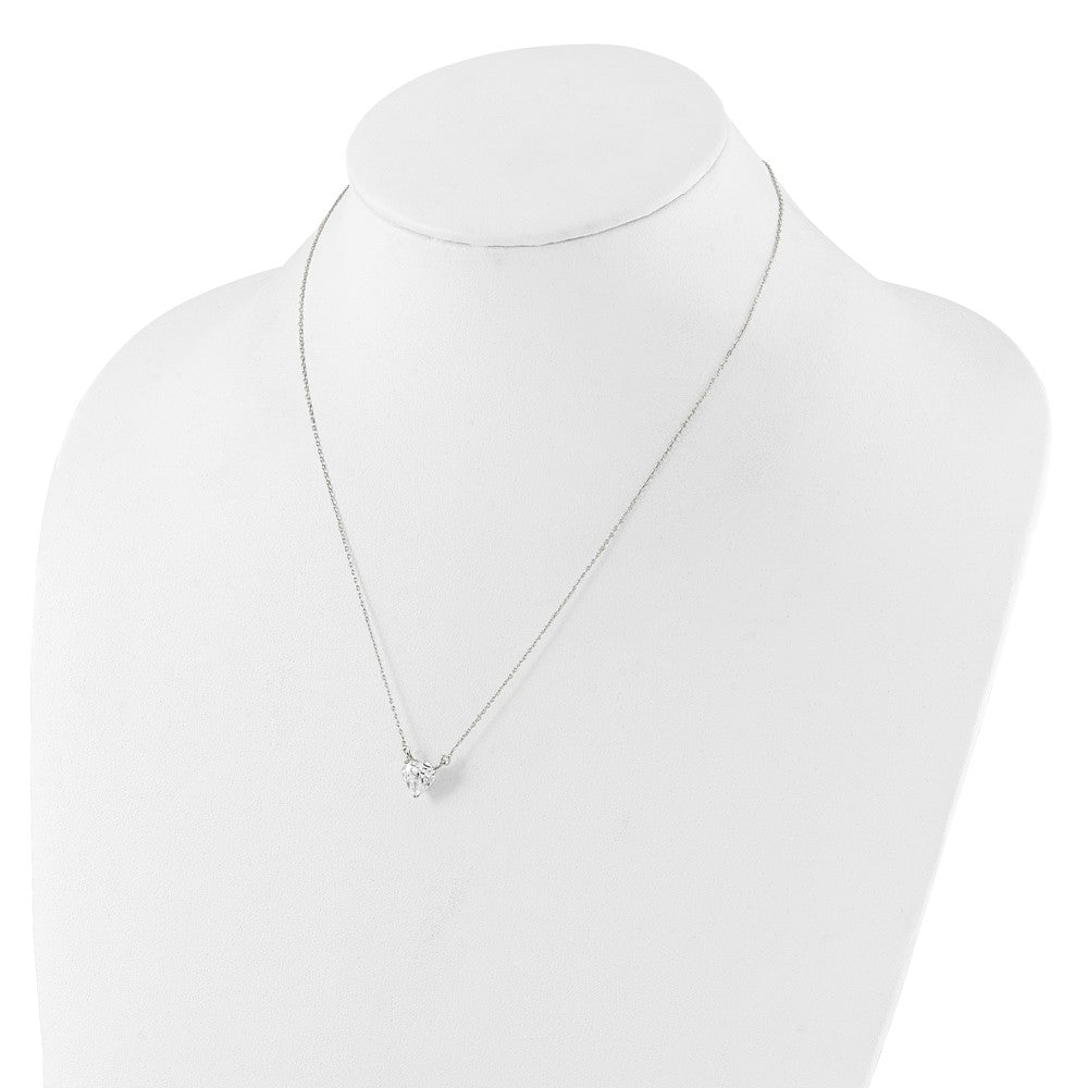 Sterling Silver Polished Heart CZ Necklace
