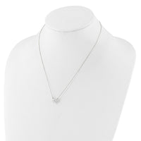 Sterling Silver Polished Heart CZ Necklace