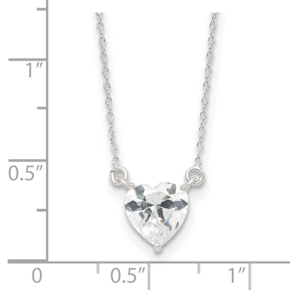 Sterling Silver Polished Heart CZ Necklace