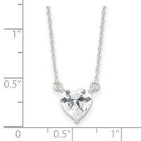 Sterling Silver Polished Heart CZ Necklace