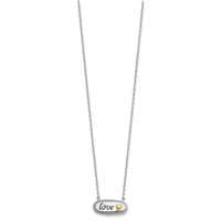 Sterling Silver w/14k accent Rh-plated Enamel LOVE w/2in. ext Necklace