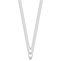 Sterling Silver Rhodium-plated CZ 3-Strand 14.5in w/2in ext Necklace