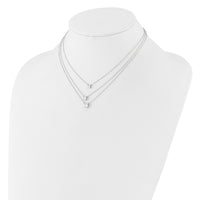 Sterling Silver Rhodium-plated CZ 3-Strand 14.5in w/2in ext Necklace