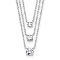 Sterling Silver Rhodium-plated CZ 3-Strand 14.5in w/2in ext Necklace