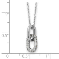Sterling Silver Rhodium-plated with Micro Pave CZ 16in w/2in ext Necklace