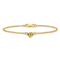 Sterling Silver Gold-tone Flower Charm 9in Anklet
