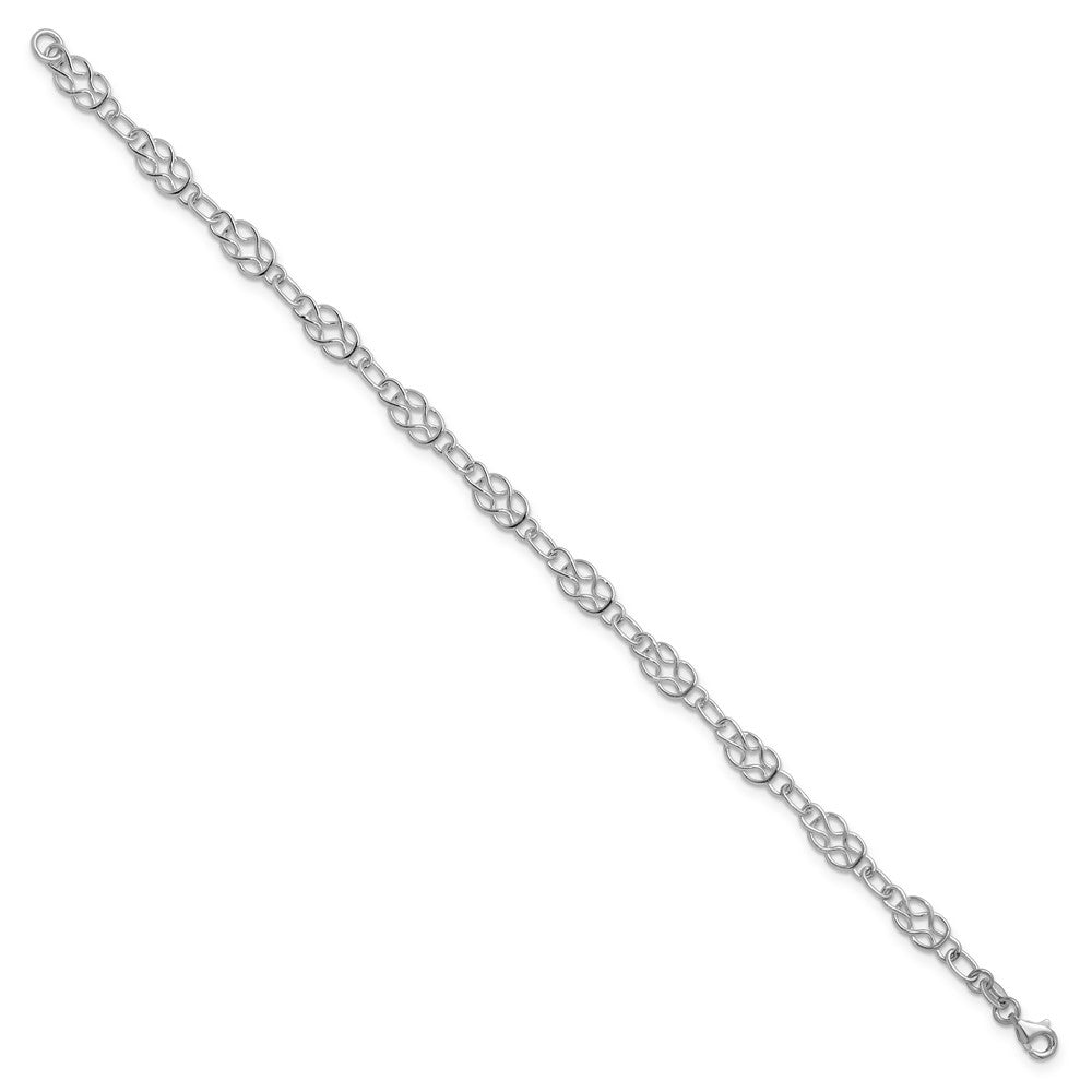 Sterling Silver 10inch Solid Polished Fancy Knot-Link Anklet