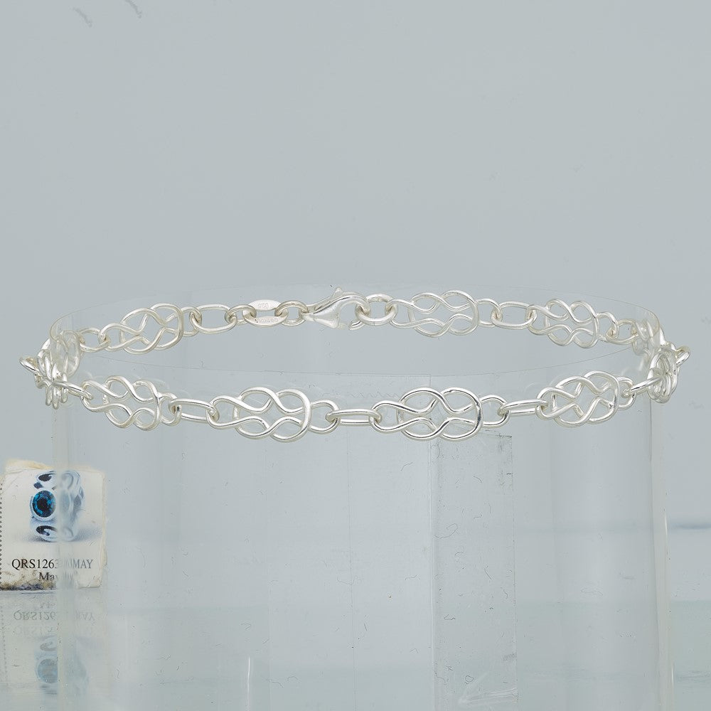 Sterling Silver 10inch Solid Polished Fancy Knot-Link Anklet