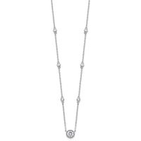Sterling Silver Rhodium-plated with CZ Stations 16in w/2in ext Necklace