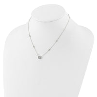Sterling Silver Rhodium-plated with CZ Stations 16in w/2in ext Necklace