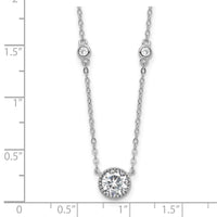 Sterling Silver Rhodium-plated with CZ Stations 16in w/2in ext Necklace