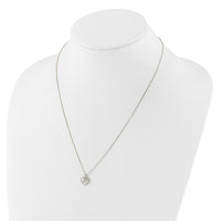 Sterling Silver Rhod-plated MOP/CZ Paw w/2IN Ext Necklace