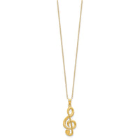Sterling Silver Gold-tone 16in w/2in ext. Treble Clef Necklace