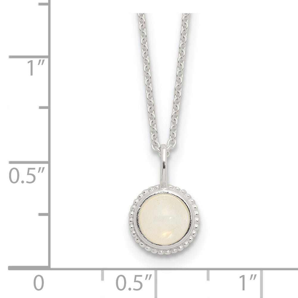 Sterling Silver E-coated Moonstone 17.75in w/2in ext Necklace