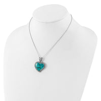 Sterling Silver RH-pl Oxidized Compressed Turquoise w/1.75in ext Necklace