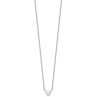 Sterling Silver RH-pl Cr.Opal Butterfly 16in Necklace w/2in ext/Earring Set