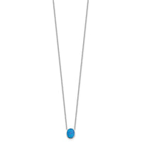 Sterling Silver RH-pl Blu Cr. Opal Oval 16inNecklace w/1.75 ext/Earring Set