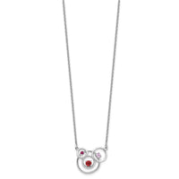 Sterling Silver Rhod-pltd Amethyst Garnet Pk.Tourmaline w/2in ext Necklace