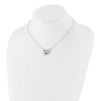 Sterling Silver Rhod-pltd Amethyst Garnet Pk.Tourmaline w/2in ext Necklace