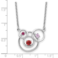 Sterling Silver Rhod-pltd Amethyst Garnet Pk.Tourmaline w/2in ext Necklace