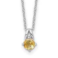 Sterling Silver Rhodium-plated .45CI Citrine 16in w/2in ext Necklace