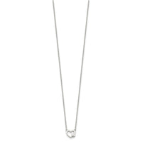 Sterling Silver E-Coating CZ Heart 16in w/2in ext Necklace