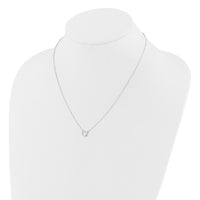 Sterling Silver E-Coating CZ Heart 16in w/2in ext Necklace