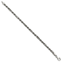Sterling Silver Antiqued 8in Milano / Figaro Men's Bracelet