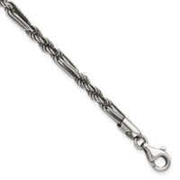 Sterling Silver Antiqued 8in Milano / Figaro Men's Bracelet
