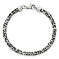 Sterling Silver Rh-plat Antiqued 4.8mm Fancy Link 8in Men's Bracelet