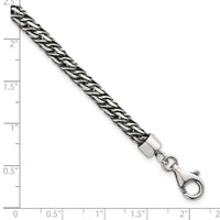 Sterling Silver Rh-plat Antiqued 4.8mm Fancy Link 8in Men's Bracelet