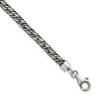 Sterling Silver Rh-plat Antiqued 4.8mm Fancy Link 8in Men's Bracelet