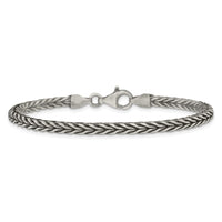 Sterling Silver Antiqued 8in Wheat Link Men's Bracelet
