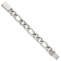 Sterling Silver Polished 17.0mm Figaro Curb 8 Inch Men's Bracelet