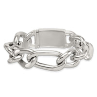Sterling Silver Polished 17.0mm Figaro Curb 8 Inch Men's Bracelet