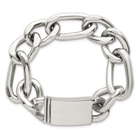 Sterling Silver Polished 17.0mm Figaro Curb 8 Inch Men's Bracelet