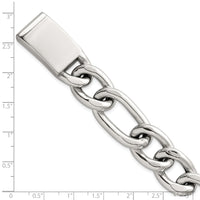 Sterling Silver Polished 17.0mm Figaro Curb 8 Inch Men's Bracelet