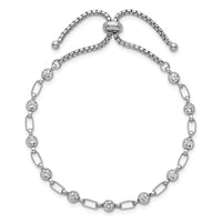 Sterling Silver Rhodium-plated Polished CZ Bolo Bracelet