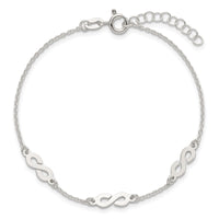 Sterling Silver Polished Infinity w/1in Ext Bracelet