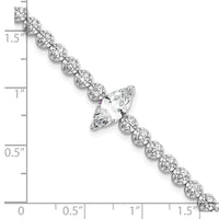 Sterling Silver RH-plated Polished Round and Marquise CZ 7.25in Bracelet