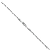 Sterling Silver Rhodium-plated Polished CZ Graduated Tennis Bracelet