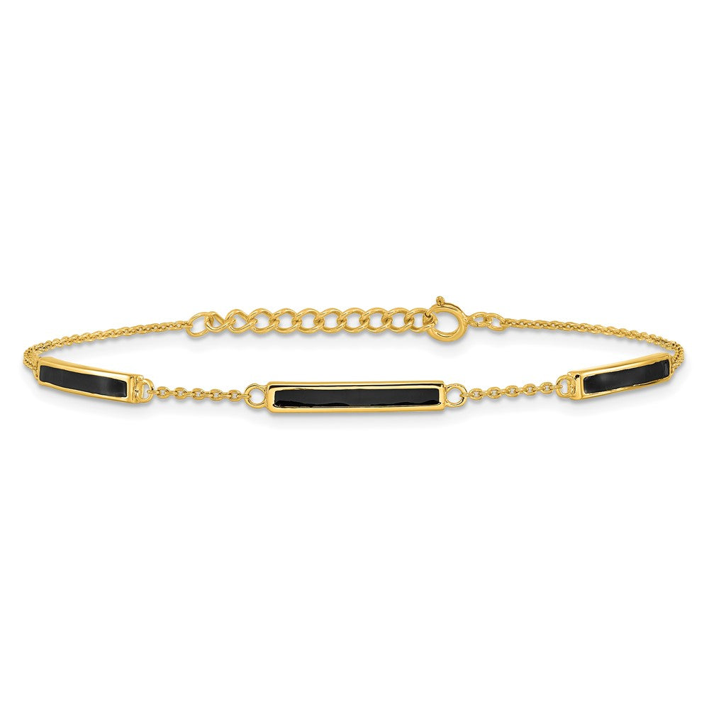 Sterling Silver Gold-plated Enamel 7in with .5in ext. Bracelet