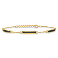 Sterling Silver Gold-plated Enamel 7in with .5in ext. Bracelet