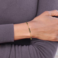 Sterling Silver Gold-plated Enamel 7in with .5in ext. Bracelet