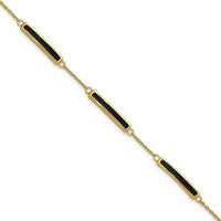 Sterling Silver Gold-plated Enamel 7in with .5in ext. Bracelet