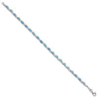 Sterling Silver Polished Blue Agate Beaded Bracelet