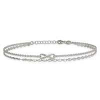 Sterling Silver Polished Infinity 2-Strand 9in Plus 1in Ext Anklet