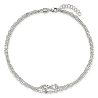 Sterling Silver Polished Infinity 2-Strand 9in Plus 1in Ext Anklet