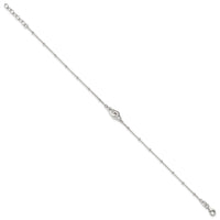 Sterling Silver Beaded CZ Interlinking Circles 9in Plus 1in Ext Anklet